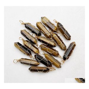 Charms Pietra naturale Occhio di tigre Pendum Collana pendente per creazione di gioielli Accessorio di fascino Mjfashion Risultati di consegna di goccia Componente Dhwt4