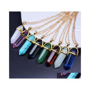 Pendant Necklaces Natural Stone Chakra Necklace Women Crystal Druzy Gem Statement Pendants In Jewelry Drop Delivery Dh3Mb