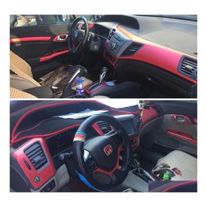 Bilklistermärken carstyling 3D 5D kolfiber Interior Center Console Color Change Molding Sticker Decals för Honda Civic 2012 Drop Del DHBCJ