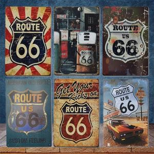 Route 66 Poster Teneke İşaret Kulübü Garaj Dekoratif Metal Plak Vintage Us Route 66 Metal Posta Plakası İşaretleri Retro Man Mağara Ev Dekor Aksesuarları Boyutu 30x20cm W01