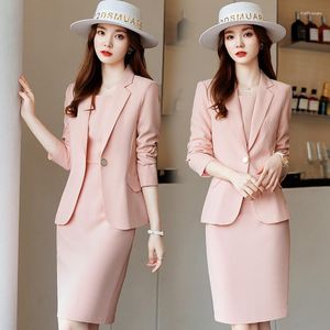 Work Dresses Pink Blue Black Apricot Slim Fit Suit Dress Wholesale Spring And Autumn Casual Set Korean Fashion