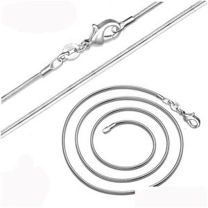 Catene 1mm placcato argento serpente liscio donne collane catena di gioielli 16 18 20 22 24 26 28 30 32 pollici consegna di goccia 202 Dhsfv