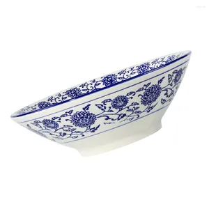 Tigelas tigelas tigas cerâmica ramen cereal porcelana salada sopa de mesa de mesa que serve arroz branco profundo asiático requintado cozinha macarrão azul