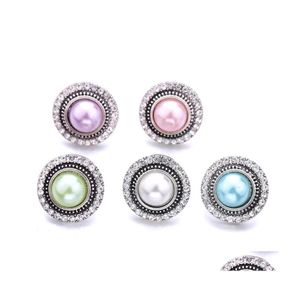 Charms all'ingrosso Sier Colore Bottone a pressione Donna Risultati gioielli in acrilico Strass di cristallo 18Mm Bottoni automatici in metallo Bracciale fai da te Clot Dhnta