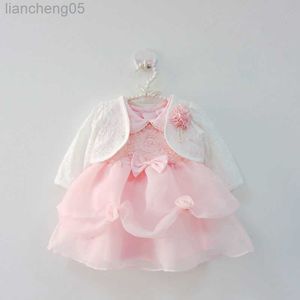 Abiti da ragazza Bambino Petalo rosa Abito da battesimo per neonato Perline Abito da sposa per principessa in pizzo con giacca 1 anno Abbigliamento per festa di compleanno per bambina W0221