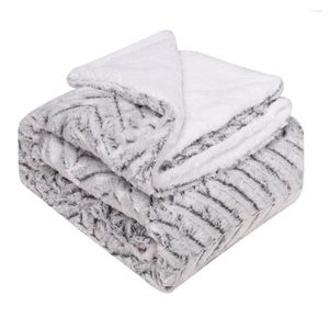 Blankets Double Winter Nap Lamb Down Imitation Fur Soft Plush Back Printed Tie Dye Brush Floral Blanket