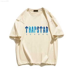 Men's T-Shirts Summer Trapstar Men T Shirt Cotton White TShirts Blue Letters Print Streetwear Oversized Women's Short Sleeve Tee Free Shipping Z0221