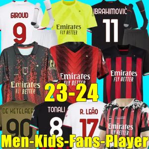 23/24 Ibrahimovic Koche Soccer Jerseys AC Milans Legends 2023 2024 Giroud Tonali Theo R.Leao Romagnoli S.castiljo Kessie Saelemaekers Men Kids Zestaw skarpet