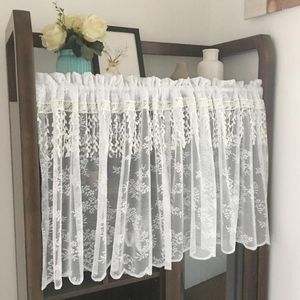 Curtain 1pcs Embroidered Flowers Half With Tassels Mesh Lace Tube Valance For Kitchen Deco Cafe Window Size Customize