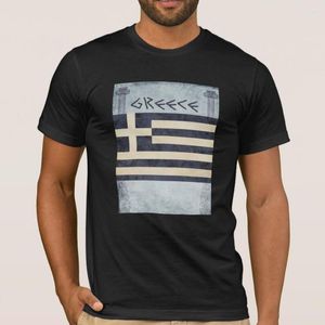 T-shirt męski design mody grecki flaga z wydrukowaną pamiątką męską. Letnia bawełniana koszulka O-Neck z krótkim rękawem S-3XL
