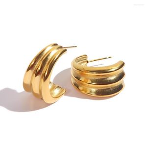 Stud Earrings Youthway C Shape Stainless Steel Gold Color Unusual For Women Statement Big Charm Jewelry Bijoux