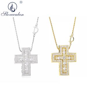 Chokers Slovecabin 925 Sterling Silver Italy Luxulry Double Cross Move D Letter Chain Belle Epoque 지르콘 펜던트 목걸이 보석 230221
