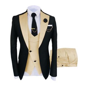 Men's suit, 3pcs suit, high quality Korean version, slimming style, business banquet, presiding dress, best man's dress, bridegroom's wedding dress