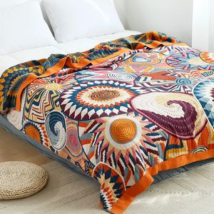 Одеяло Junwell 100% хлопковое муслиновое покрытие весенняя осенняя кровать -кровать шикарная мягкая многофункциональная перемещение дышащее бросок 230221