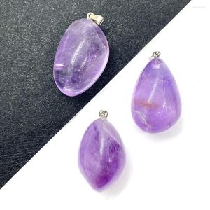 Anhänger-Halsketten, Naturstein, Amethyst, unregelmäßig, 35–50 mm, Kieselkristall, Charm-Schmuckherstellung, DIY-Halskette, Ohrring-Zubehör