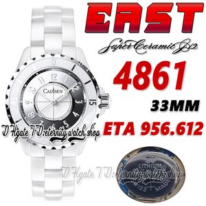 EAST bv4861 33MM Womens Watch ETA A956.612 Quartz Movement Super Ceramic Case White Dial Number Markers Ceramic Bracelet 2023 Super eternity Woman Fashion Watches