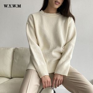 Blusas femininas wywm inverno malha quente camisola de caxemira feminina outono solto pullovers básicos femininos femininos casuais macios 230221