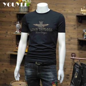 Men's T-Shirts Men's Short Sleeved Tshirt Hot Diamond Crown Wings Simple Slim Male Top 2022 Summer New Designer Fashion Highquality Clothing Z0221