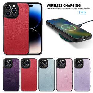 Capas de telefone à prova de choque para iPhone 15 14 13 12 11 Pro Max XR XS X Plus Capa protetora de couro PU de cor sólida