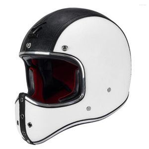 Motorradhelme Männer Vintage Pu-Leder Full Face Motorhelm Moto Helme Dot Goedgekeurd Cafe Racer Chopper Motorfiets Accessoires