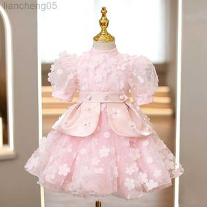 Mädchenkleider Baby Spanisch Lolita Prinzessin Ballkleid Blumenperlen Design Geburtstagsfeier Taufkleider für Mädchen Ostern Eid A1352 W0221