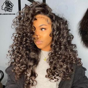 13x4 Bouncy Curly Transparent Lace Front Human Hair Wigs Spiral 200% Density For Black Women 4x4 Closure Frontal Wig