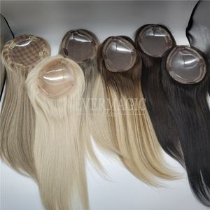 Nuovi toppers per capelli umani vergini di colore Balayage in stock Base in PU mono doppia linea per donne con caduta dei capelli