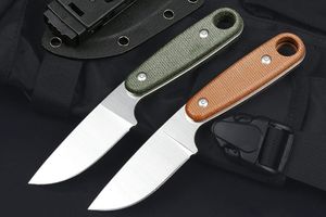 M6698 Survival Straight Hunting Knife 14C28N Satin Drop Point Blade CNC Full Tang Flax Handle Outdoor Fixed Blade Tactical Knives With Kydex 06698