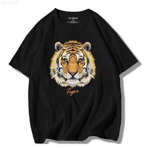 Camisetas masculinas de verão tsshirts tigre estampe algodão vintage de tamanho grande tee masculina roupas de luva curta madeireira feminina frete grátis z0221