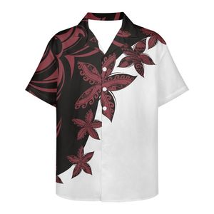 Herren Freizeithemden Sommerkleidung Kurzarm Polynesian Tribal Tattoo Print Hawaiian Flower Loose Atmungsaktives Design 230221