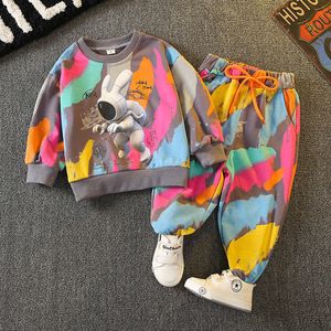 Clothing Sets Toddler Baby Tie Dye Outfits Girls Boys SweatshirtDrawstring Pant Sets 3D Print Children Jogger Set Kids Tracksuit 1-11 Years 230220