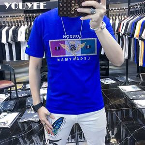 Męskie koszulki Tshirt męskie bawełniane bawełniane 2021 Youyee Summer Ubranie Europejskie hafty okrągłe koszulka Koszulka Męs