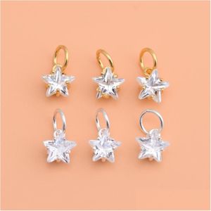 Charms Sterling Sier Diamond Zircon Accessories Mini Small Star Pentagram Pendant Armband Halsband Creative Handmade Drop D DH1CW