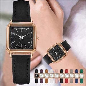Armbanduhren Frauen Uhren Quarz Luminous Square Number Damen Armbanduhr einfache Mode Casual Leder Belt Watch for Women Bracele