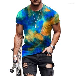 Magliette da uomo Fumo Color Powder Running T-shirt stampata 3d Moda Uomo Street Casual Camicia sportiva Maschile O-Collo Oversize