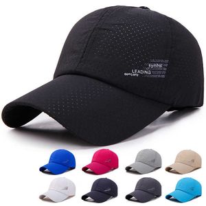 Top Caps Yeni Erkekler Kadın Yaz Beyzbol Kapağı Unisex Nefes Alabilir Spor Şapkaları Hızlı Kurutma Şapkaları Saf Renk Beyzbol Şapkası Unisex Ayarlanabilir Şapka R230220 R230220