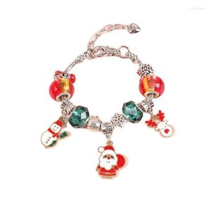 Strand pärlor Strängar som säljer julpersonlig söt snögubbe Santa Claus och Elk DIY Crystal Armband för gåvor INTE22