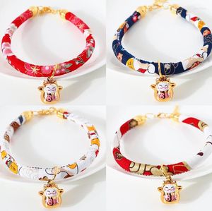 Dog Collars Japanese Style Cat Collar With Bells Pets Puppy Kitty Adjustable Chihuahua Necklace Bowtie Pet Accessories