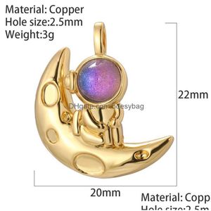 Charms Moon Astronaut Gold Gold Bandled para j￳ias fabricando suprimentos de colar de bracelete DIY Acess￳rios de pulseira Drop Drop 2 DHHKD