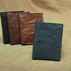 Wallets Vintage Style Genuine Leather Wallet Men Enjoy Life Top Layer Sheepskin Handmade Long