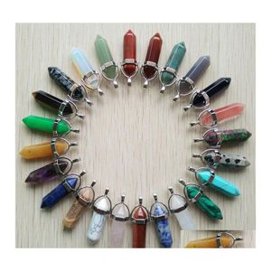 Charms Fashion Natural Stone Sharp Crystal Pendant Quartz Rock Chakra Necklace Jewelry Findinngs Drop Delivery Findings Components Dhp8Z