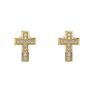 Stud Earrings Source Manufacturer Cross-border Micro-inlaid Zircon Cross Simple Jewelry Korean Geometric