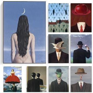 Rene Magritte Abstract Canvas Paintingシュルレアリスムクラシックアートワークポスターとリビングルームの家の装飾のための壁アートの写真