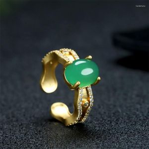 Anelli a grappolo che vendono naturale naturale intagliata a mano raffinata rame placcatura 24k intarsiata a diamante ad anello di diamante gioielli di moda da donna da donna regali di fortuna