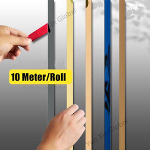 Wall Stickers 10MRoll Gold Sticker Strip Stainless Steel Flat Self Adhesive Living Room Decoration Mirrors for Home Edge 230221