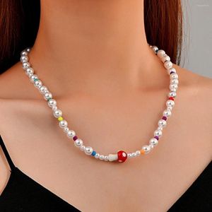 Choker Bohemian Colorful Simulated Pearl Collar Halsband för kvinnor Fashion Simple Seed Pärla Handgjorda smyckespresent