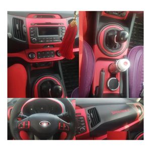 Naklejki samochodowe do Kia Sportage R 2011 Wewnętrzny centralny panelu sterowania Ustanowienie drzwi 5dcarbon Fibre Stylowe wycięte winylowe upuszczenie deli dhejr