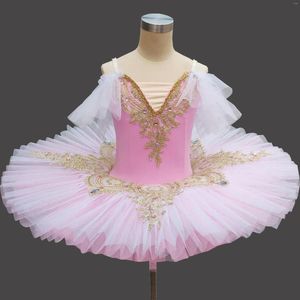 Stage Wear White Red Pink Color Pancake Tutu Kids Dance Costumes Professional Ballet Dancewear Ballerina Dress Girl Adult