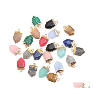 Charms Natural Arrowhead Cone Halvrecious Stone Rose Quartz Healing Reiki Crystal Pendant Diy Necklace Earrings Women Fashion Jewel Dhzbr