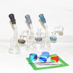 Mini Glass Beaker hookah Bong Dab Rig Water Pipes Bowl Quartz Banger Bongs Heady Pipe Wax Oil Rigs Small Bubbler silicone container dabber